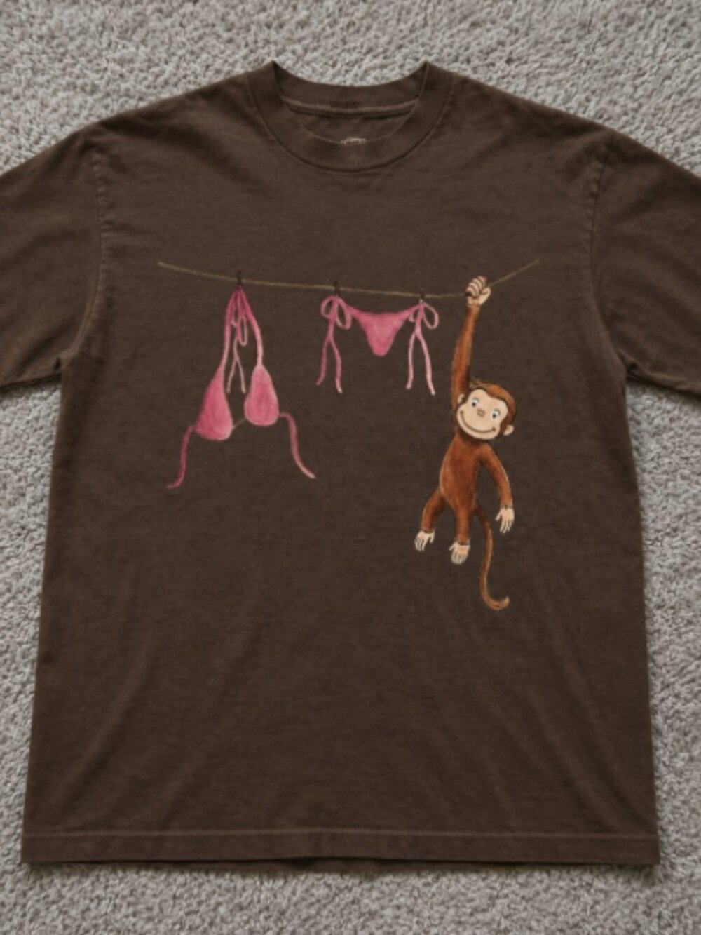 Brown Curious George graphic t-shirt